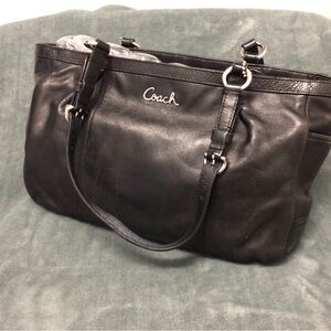 Coach Black Leather Shoulder Bag with Silver Hardware